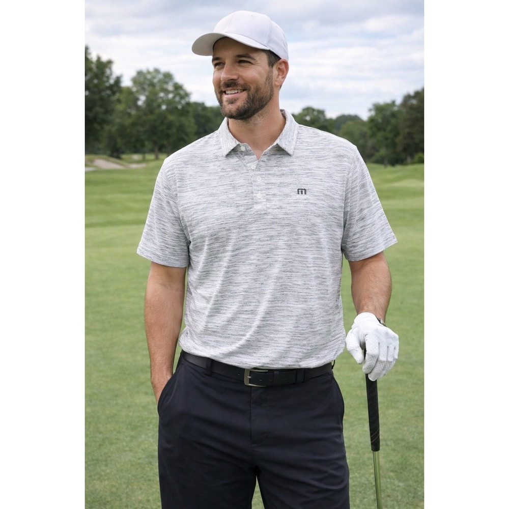 W1 Travis Mathew Flying Tortilla Golf Polo Heather Short Sleeve Shirt Large